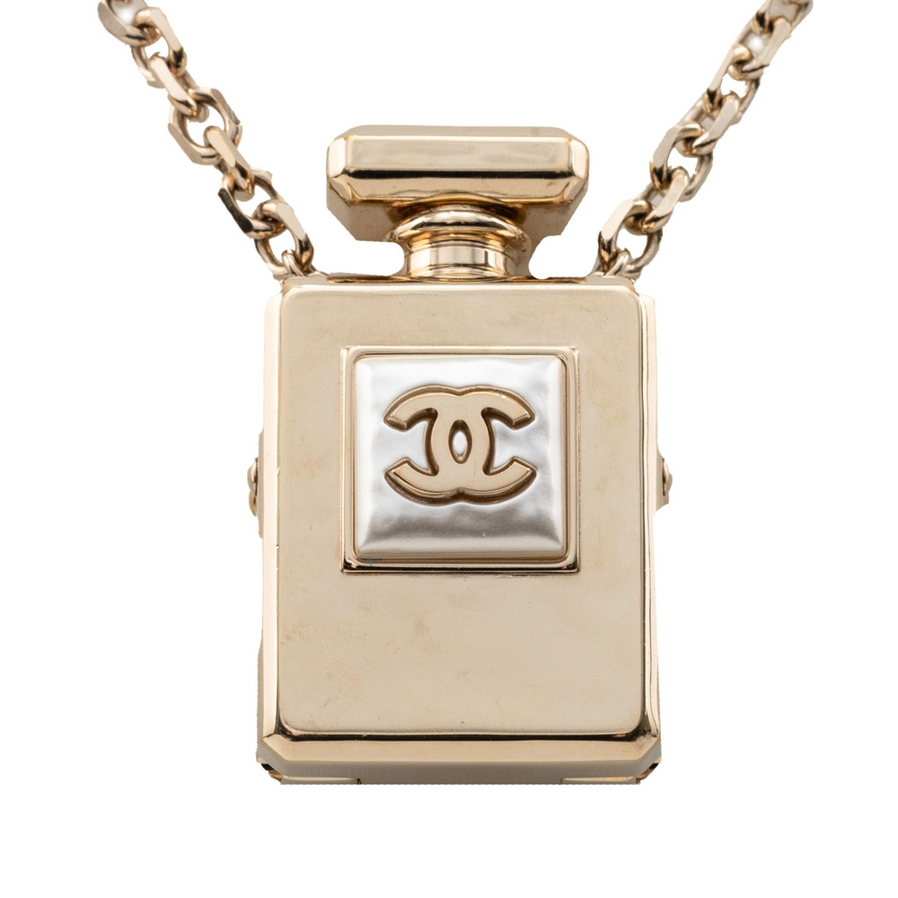 Pre-Loved Chanel CC Gold Plated Perfume Bottle Locket Pendant Necklace - Picture 3 of 6